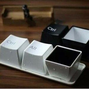 Fashion Life Style Home Accessories    3PCS/Set Creative Coffee Tea Mugs Cup Keyboard Ctrl-ALT-DEL Design With Tray r