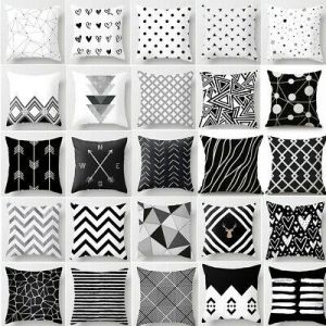 Fashion Life Style Home Accessories    Black & White Geometric Throw Cover Pillow Cushion Square Case Decor Dazzling