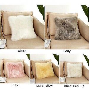    Throw Pillow Cover Case Soft Fluffy Faux Fur For Sofa Cushion Office Home Decor